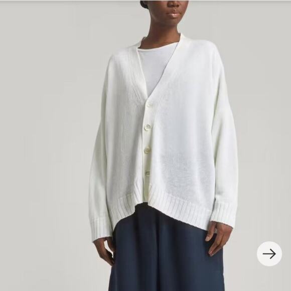 Eskandar OS Oversized  Textured  Long Sleeve Linen Cotton Cardigan Sweater Black - Picture 2 of 12